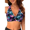 Women Halter Bikini Top Push Up Swimsuit Top Only(Colorful Floral)