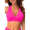 Women Halter Bikini Top Push Up Swimsuit Top Only(Hot Pink)