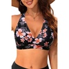 Women Halter Bikini Top Push Up Swimsuit Top Only(Pink Floral)