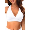 Women Halter Bikini Top Push Up Swimsuit Top Only(White)
