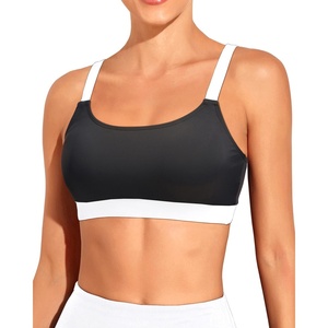 Tempt Me Women Sports Bra Swim Crop Tops Only(Black White)