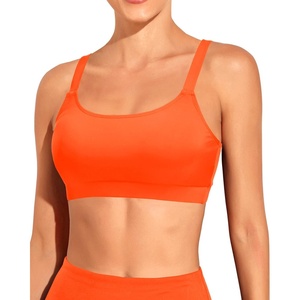 Tempt Me Women Sports Bra Swim Crop Tops Only(Neon Orange)