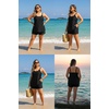 Women Plus Size Tankini Swimsuits Two Piece Flowy Bathing Suit with Short(Black)