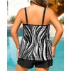 Women Plus Size Tankini Swimsuits Two Piece Flowy Bathing Suit with Short(Black Stripe)