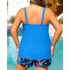 Women Plus Size Tankini Swimsuits Two Piece Flowy Bathing Suit with Short(Blue Floral)