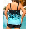 Women Plus Size Tankini Swimsuits Two Piece Flowy Bathing Suit with Short(Blue Gradient Floral)