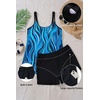 Women Plus Size Tankini Swimsuits Two Piece Flowy Bathing Suit with Short(Blue Wavy Pattern)