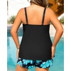 Women Plus Size Tankini Swimsuits Two Piece Flowy Bathing Suit with Short(Green Floral)