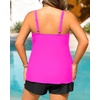 Women Plus Size Tankini Swimsuits Two Piece Flowy Bathing Suit with Short(Hot Pink)