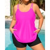Women Plus Size Tankini Swimsuits Two Piece Flowy Bathing Suit with Short(Hot Pink)