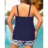 Women Plus Size Tankini Swimsuits Two Piece Flowy Bathing Suit with Short(Navy Geometric)