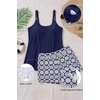 Women Plus Size Tankini Swimsuits Two Piece Flowy Bathing Suit with Short(Navy Geometric)