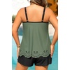 Women Plus Size Tankini Swimsuits Two Piece Flowy Bathing Suit with Short(Olive Green)