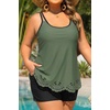 Women Plus Size Tankini Swimsuits Two Piece Flowy Bathing Suit with Short(Olive Green)