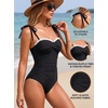 Women’s Tummy Control One Piece Swimsuits Retro Slimming Bathing Suits(Black White)