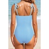 Women’s Tummy Control One Piece Swimsuits Retro Slimming Bathing Suits(Blue Striped)