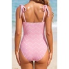 Women’s Tummy Control One Piece Swimsuits Retro Slimming Bathing Suits(Pink White)