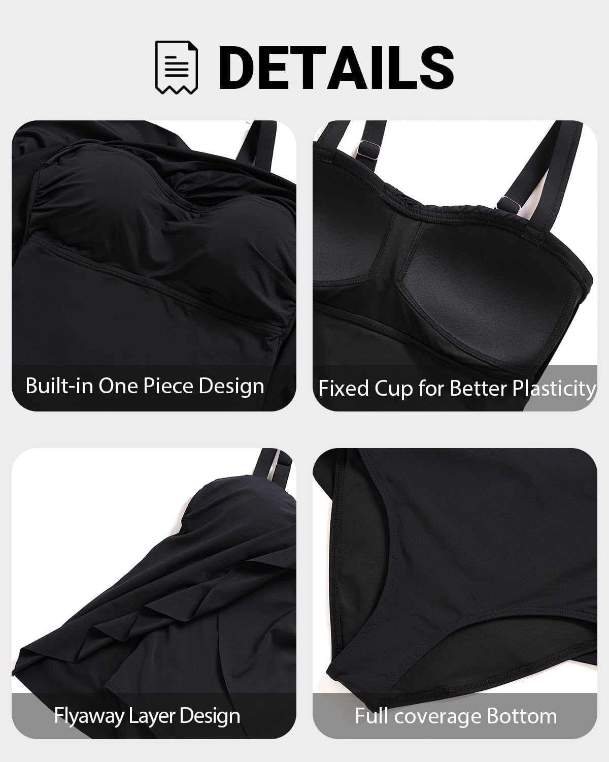 image:imageWomen One Piece Swimsuit Vintage Off Shoulder Ruffled Bathing SuitsBlack Flyaway