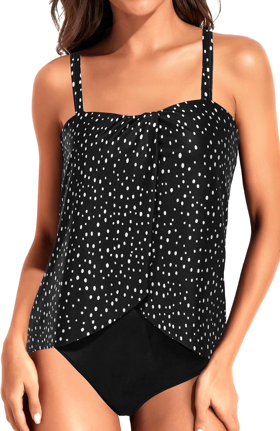 image:imageWomen One Piece Swimsuit Vintage Off Shoulder Ruffled Bathing SuitsBlack Dot