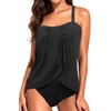 Women One Piece Swimsuit Vintage Off Shoulder Ruffled Bathing Suits(Black – Flyaway)