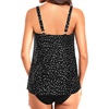 Women One Piece Swimsuit Vintage Off Shoulder Ruffled Bathing Suits(Black Dot)