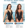 Women Sexy Lace Up One Piece Swimsuit Plunge V Neck High Cut Bathing suits(Black)