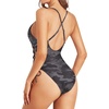 Women Sexy Lace Up One Piece Swimsuit Plunge V Neck High Cut Bathing suits(Camo)