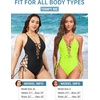 Women Sexy Lace Up One Piece Swimsuit Plunge V Neck High Cut Bathing suits(Neon Green)