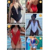 Women Sexy Lace Up One Piece Swimsuit Plunge V Neck High Cut Bathing suits(White)