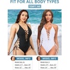 Women Sexy Lace Up One Piece Swimsuit Plunge V Neck High Cut Bathing suits(White)
