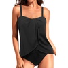 Women One Piece Swimsuit Vintage Off Shoulder Ruffled Bathing Suits(Black – Flyaway)