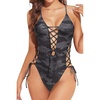 Women Sexy Lace Up One Piece Swimsuit Plunge V Neck High Cut Bathing suits(Camo)
