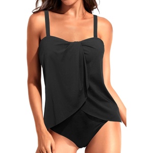 Women One Piece Swimsuit Vintage Off Shoulder Ruffled Bathing Suits(Black – Flyaway)