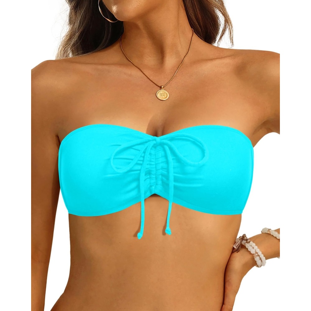 image:imageTempt Me Women Strapless Bandeau Bikini Top Swim BraAqua