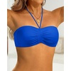 Tempt Me Women Strapless Bandeau Bikini Top Swim Bra(Blue)