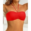 Tempt Me Women Strapless Bandeau Bikini Top Swim Bra(Cherry Red)