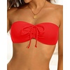 Tempt Me Women Strapless Bandeau Bikini Top Swim Bra(Cherry Red)