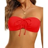 Tempt Me Women Strapless Bandeau Bikini Top Swim Bra(Cherry Red)