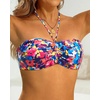 Tempt Me Women Strapless Bandeau Bikini Top Swim Bra(Colorful Floral)
