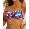 Tempt Me Women Strapless Bandeau Bikini Top Swim Bra(Colorful Floral)