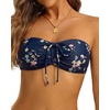 Tempt Me Women Strapless Bandeau Bikini Top Swim Bra(Navy Floral)