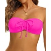 Tempt Me Women Strapless Bandeau Bikini Top Swim Bra(Neon Pink)