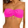 Tempt Me Women Strapless Bandeau Bikini Top Swim Bra(Neon Pink)