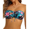 Tempt Me Women Strapless Bandeau Bikini Top Swim Bra(Tropic Floral)
