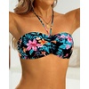 Tempt Me Women Strapless Bandeau Bikini Top Swim Bra(Tropic Floral)