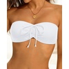 Tempt Me Women Strapless Bandeau Bikini Top Swim Bra(White)