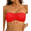 Tempt Me Women Strapless Bandeau Bikini Top Swim Bra(Cherry Red)