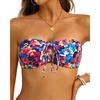 Tempt Me Women Strapless Bandeau Bikini Top Swim Bra(Colorful Floral)