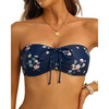 Tempt Me Women Strapless Bandeau Bikini Top Swim Bra(Navy Floral)