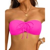 Tempt Me Women Strapless Bandeau Bikini Top Swim Bra(Neon Pink)